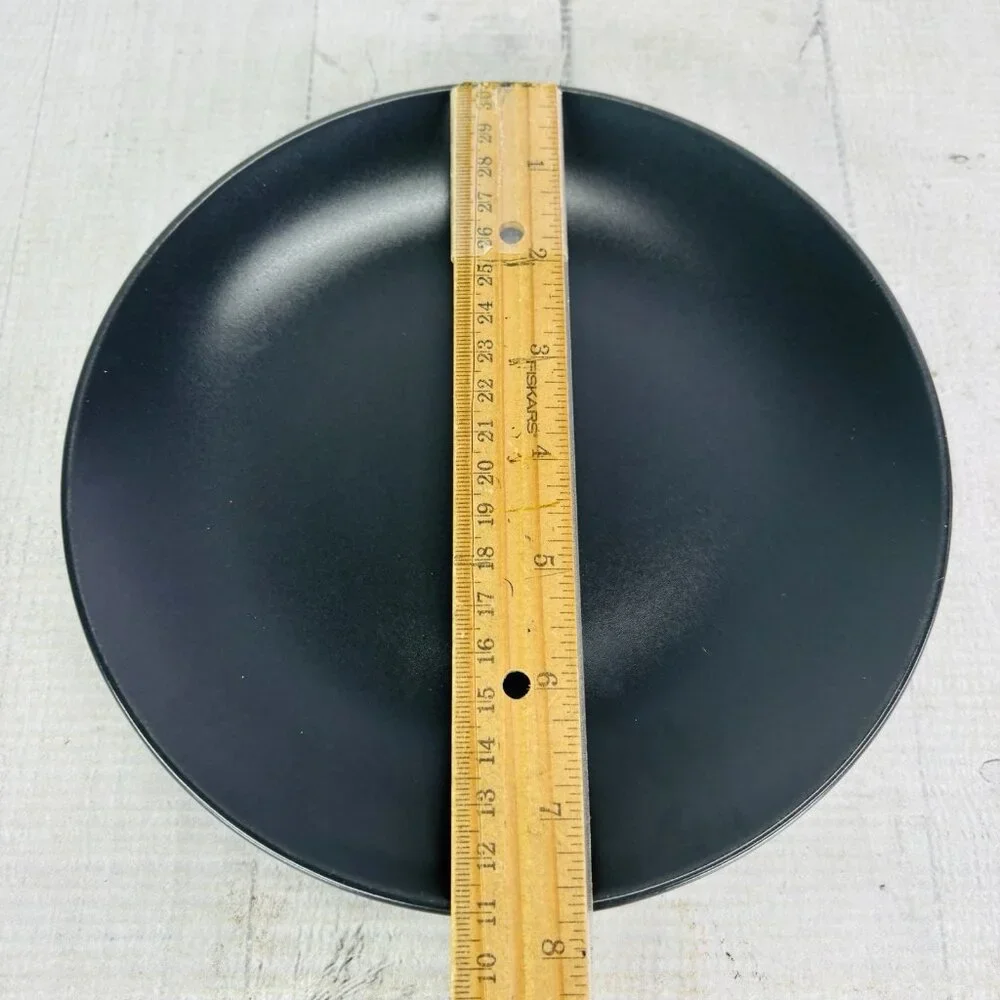 Ikea of Sweden 12011 Dark Gray Matte Round Stoneware Salad Lunch Plates Set 4